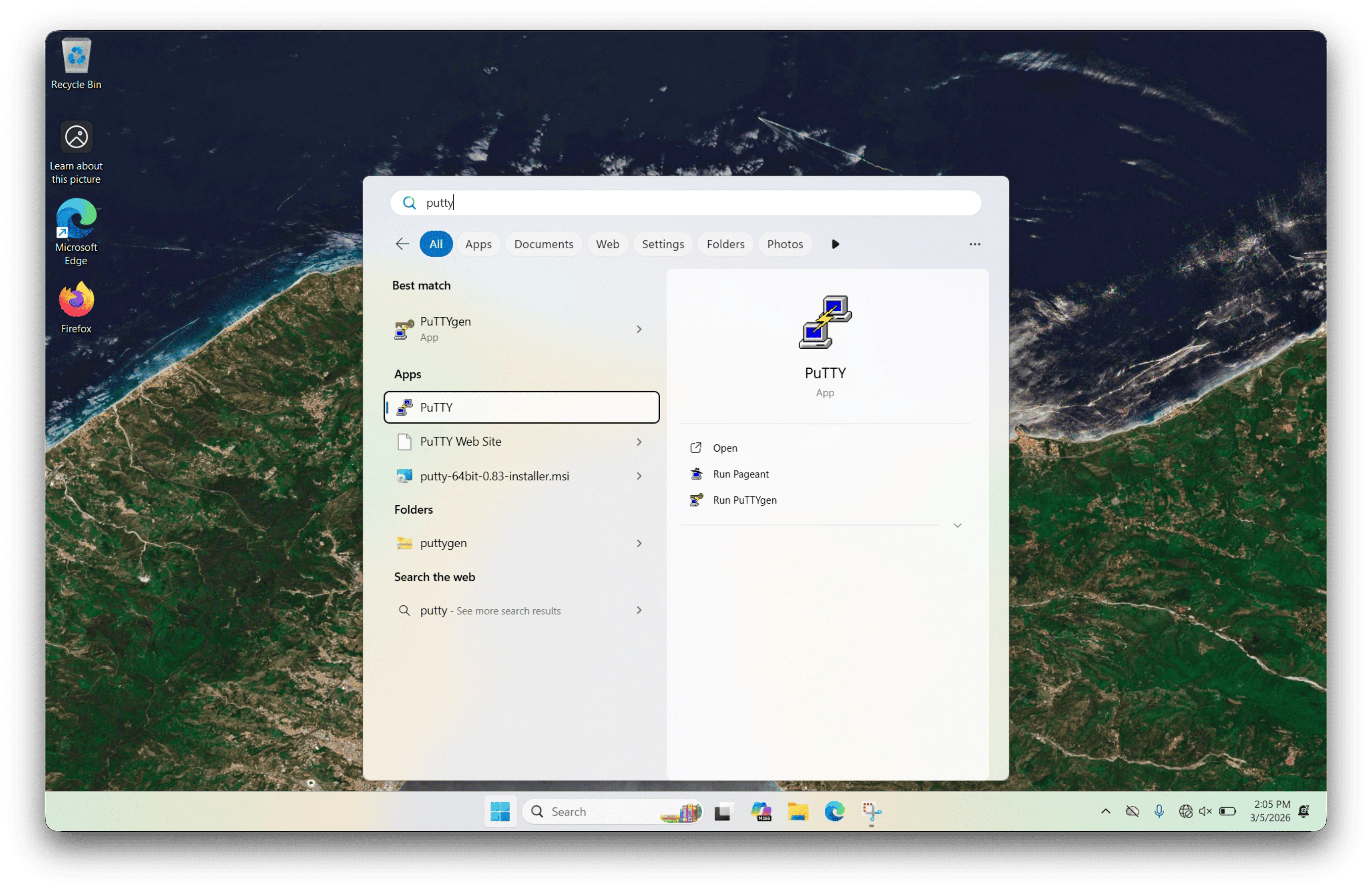 Open PuTTY from the Start menu