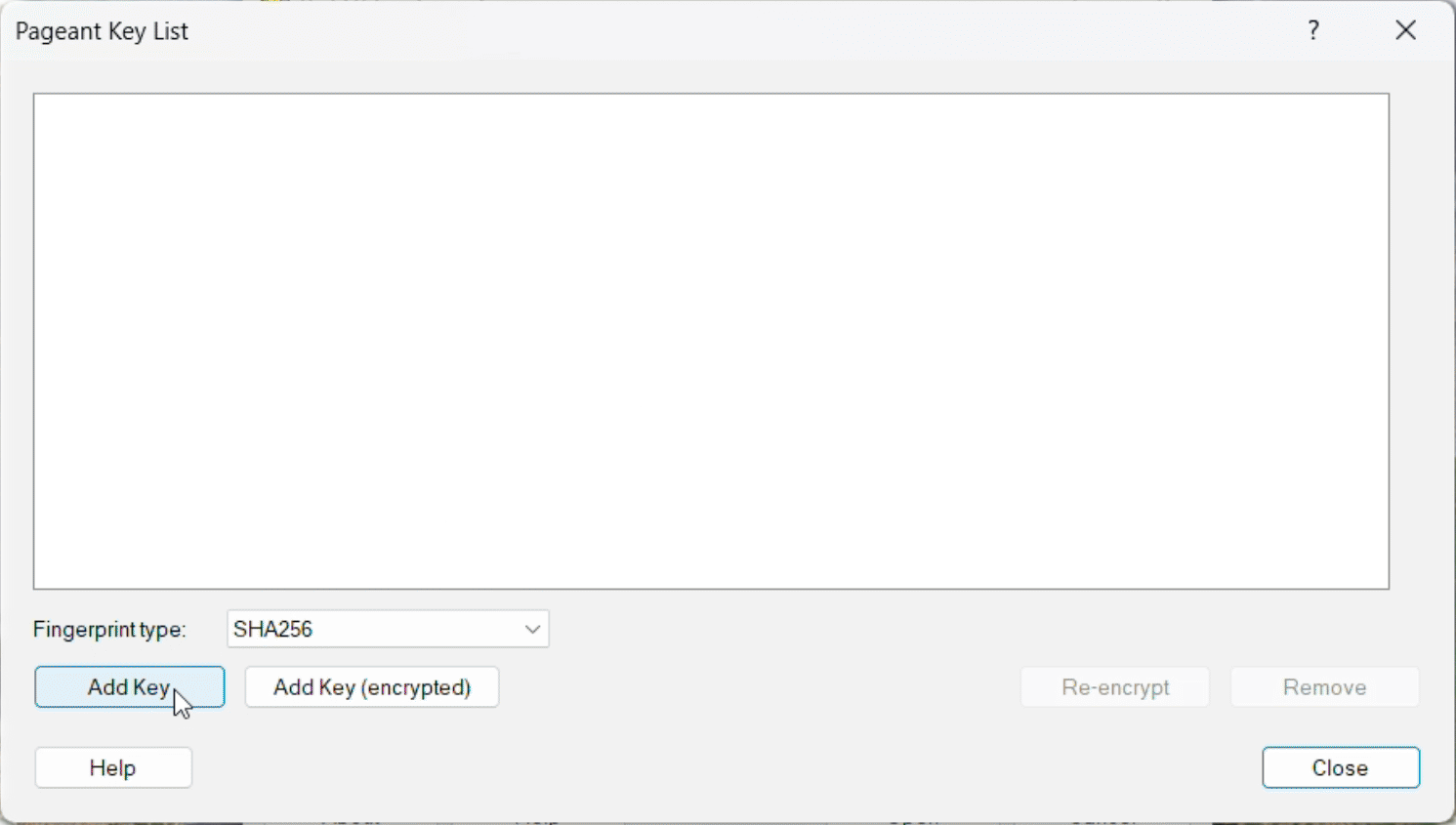 Add private key in Pageant